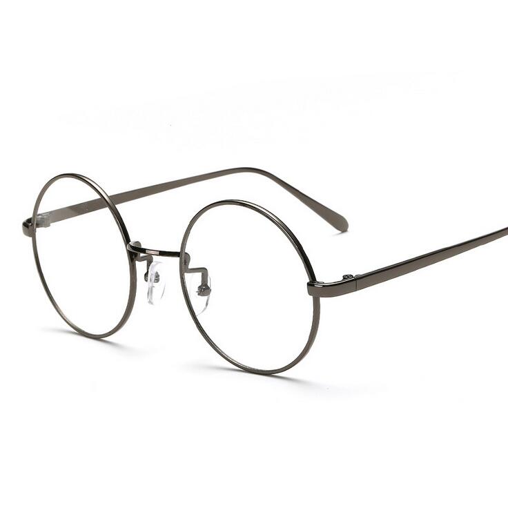 Oversized Korean Round Glasses Frame With Clear Lens, Unisex Retro Gold Rim Eyeglass Optic Frame Vintage Spectacles