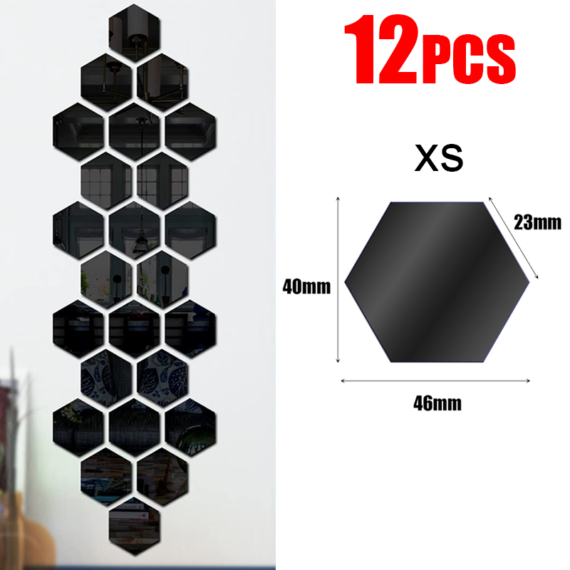 3D zeshoek spiegel muurstickers DIY muur spiegels sticker verwijderbare zelfklevende esthetische mozaïek tegels stickers woondecoratie: TRANSPARENT