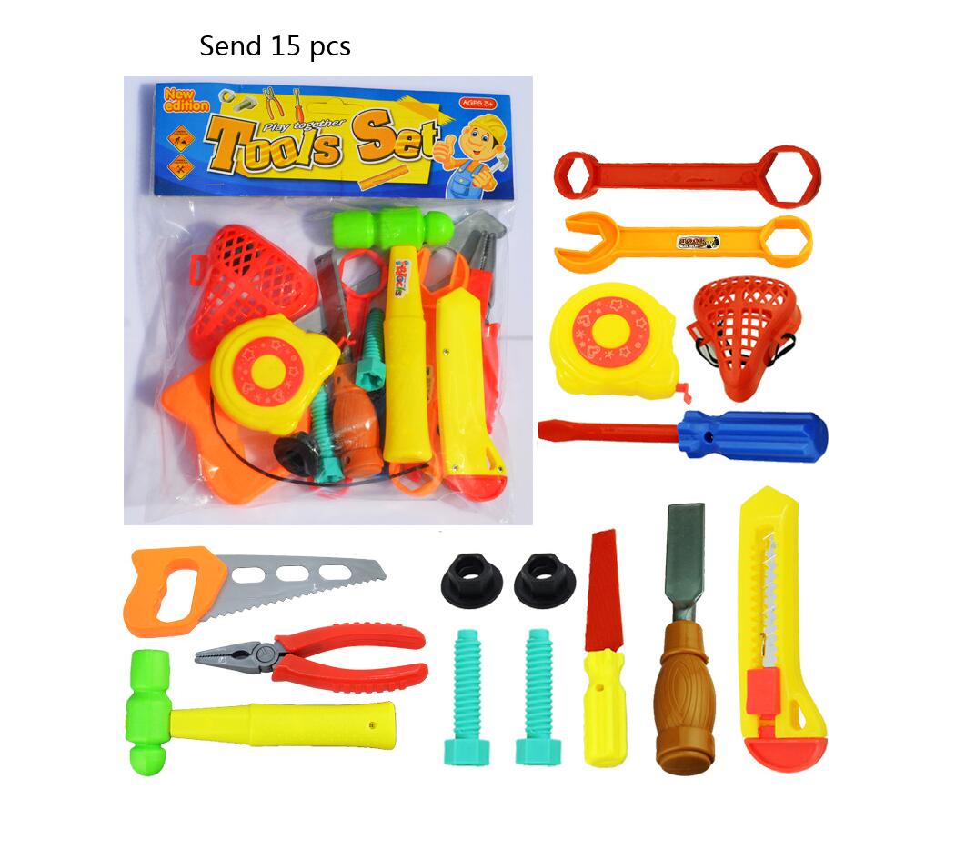 Baby Vroege Educatief Speelgoed Diy Arts Set Jongens Speelgoed Reparatie Tool Plastic Simulatie Ammer Nagels Moer Schroevendraaier Model Gereedschap Speelgoed: 15Pcs