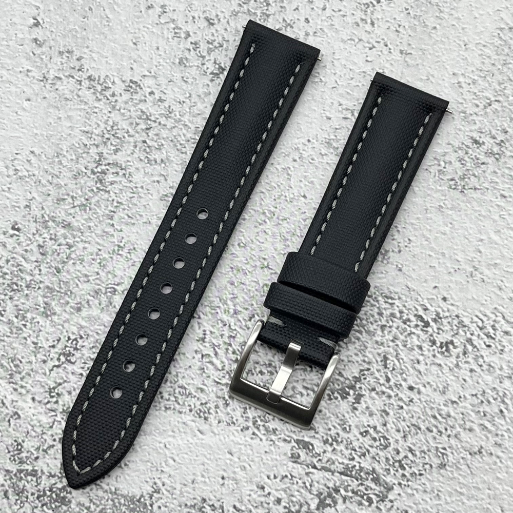 Waterdichte Canvas Horlogeband 18mm 19mm 20mm 21mm 22mm Stof Met Lederen Quick Release Horlogeband heren Polsband Accessoires: White black / 22mm