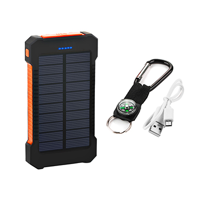 Top Sell Solar Power Bank Waterproof 20000mAh Solar Charger 2 USB Ports External Battery Charger Phone Poverbank with LED Light: Orange