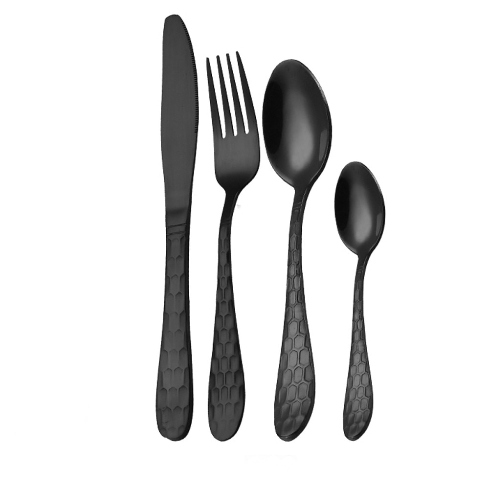 4PC/Set Rainbow Cutlery Set Dinnerware Set Black C... – Vicedeal