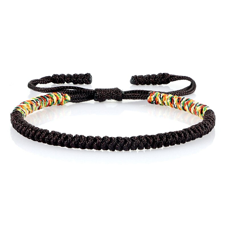 Multi Kleur Armbanden En Armbanden Voor Vrouwen Mannen Tibetaanse Boeddhistische Handgemaakte Gevlochten Touw Verstelbare Lucky Armband Sieraden: brown