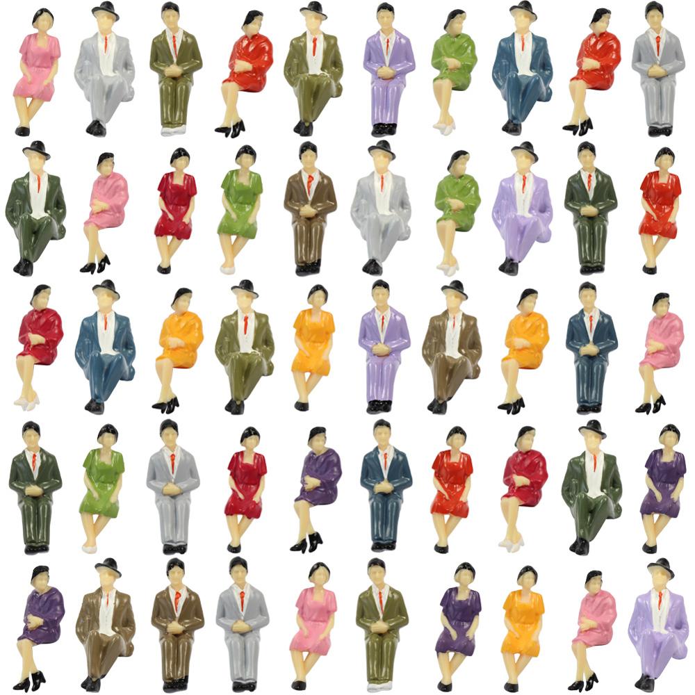 48pcs 1:30 Schaalmodel figuur G schaal Cijfers Alle Zittende Geschilderd Mensen Modelspoor P3002