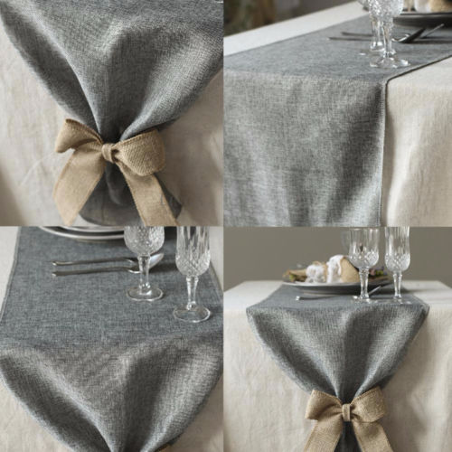 Burlap Table Runner Jute Imitated Linen Tablecloth Rustic Wedding Party Banquet Decoration Home Textiles overlay Gray Khaki