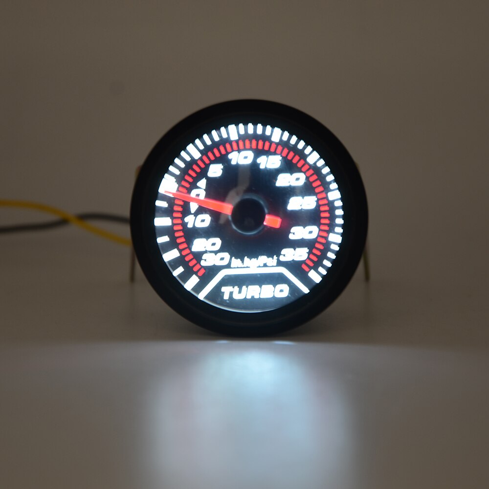 Jauge de voiture mécanique universelle Turbo Boost, 2 pouces 52MM, 35 PSI mètre, lunette LED blanche et noire