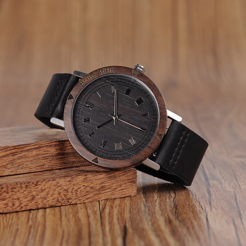 BOBO BIRD WK05 Mens Watch Rome Number Dial Face Soft Leather Band Japan Quartz 2035 Wristwatch Accept OEM Relogio