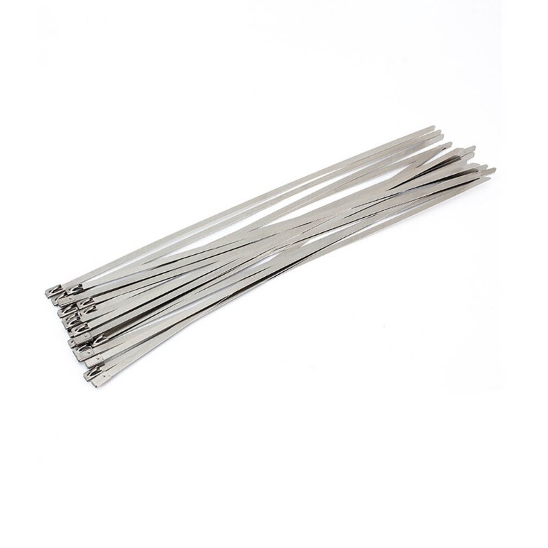 896B 100pcs Stainless Steel Tie Wrap High Strength Heavy Duty Exhaust Wrap Metal Self-locking Cable Zip Ties