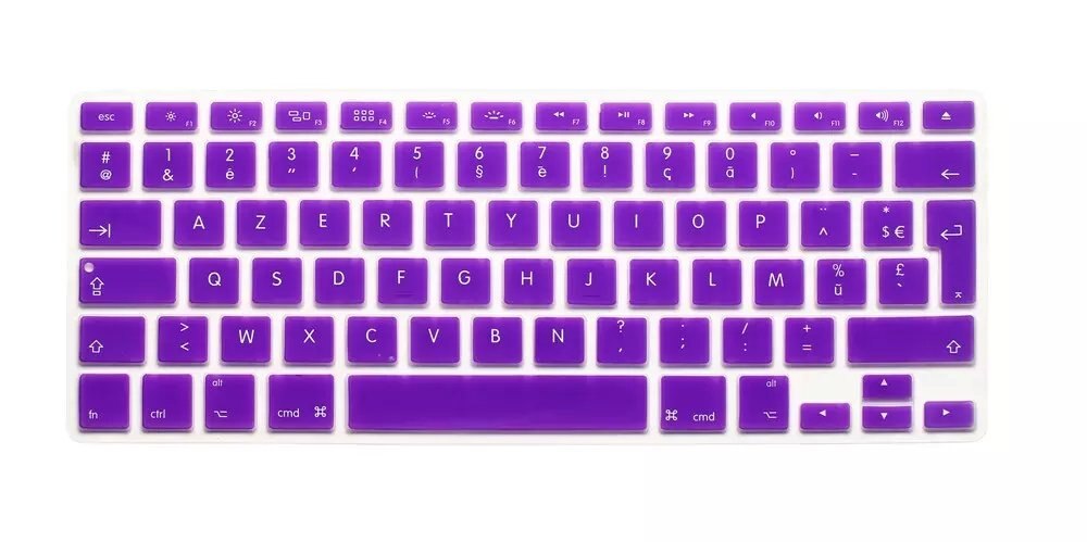 Silicone French Keyboard Cover For Macbook Air Pro Retina 13 15 17 Protector for Mac book keyboard France EU Euro AZERTY: Purple