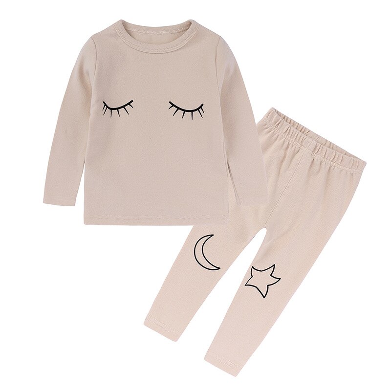 Ropa de otoño para niños pijamas para chicos y chicas conjuntos de pantalones ropa infantil pijamas de dibujos animados de animales de algodón conjuntos de pijamas para niños: pink eyelash / 12M