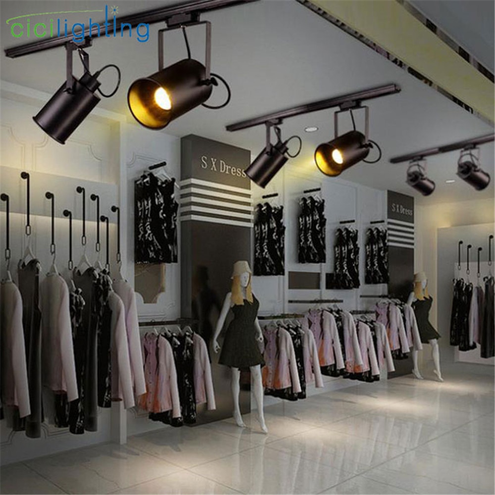 1pcs 5W led Track light Vintage Black track lamp clothing store cob led Spotlights Industrial American Style Loft rail spot lamp