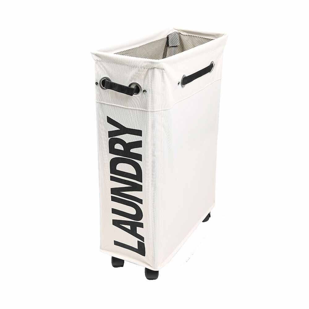 Folding Laundry Basket with Wheel Large Capacity Removable Dirty Clothes Storage - White-M main image 1