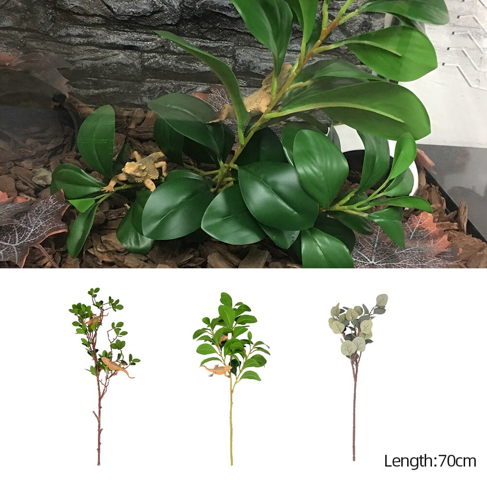Habitat Decorative Plants Plastic Plant Leaves Branches Simulated Plant for Lizard Frog Spider Snake Reptiles Pets Accessories