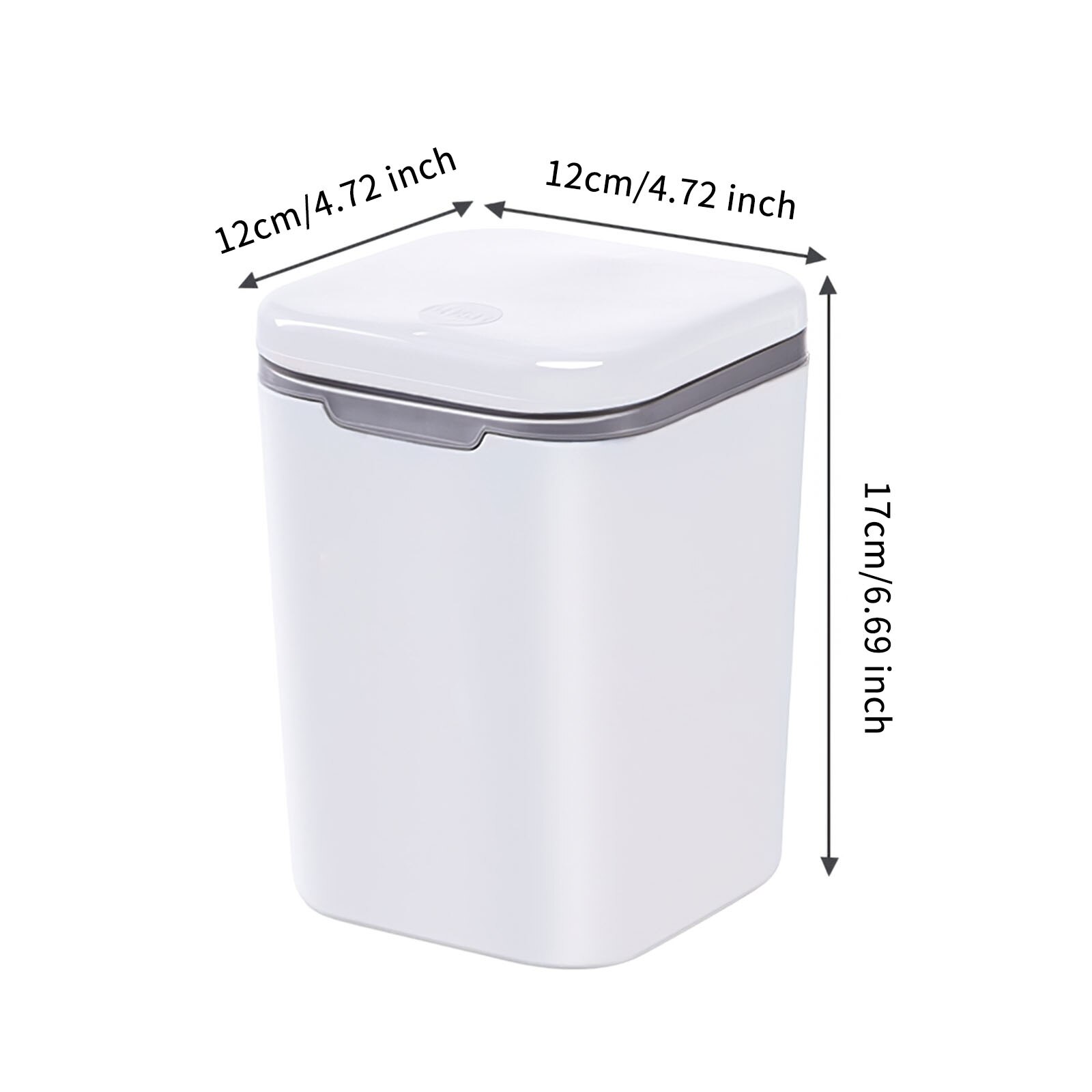 Mini Desk Trash Can White Desktop Trash Can Removable Portable Trash Bin with A Button in the Lid for Bedroom Kitchen Desk