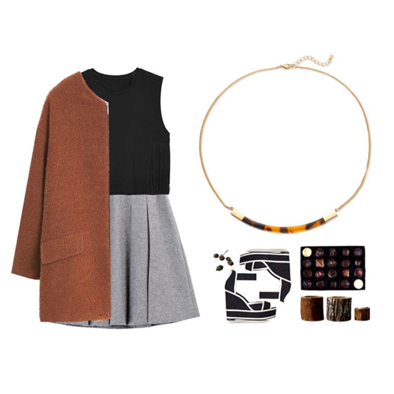 Acryl Braun Schildkröte Hülse Halsketten Colliers Fleckige Harz Schmuck