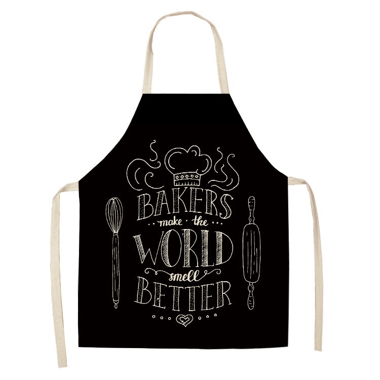 1pcs Kitchen cotton and linen aprons, monogrammed black and white patterned aprons, sleeveless aprons, cooking and baking tools: ILW-0002-05