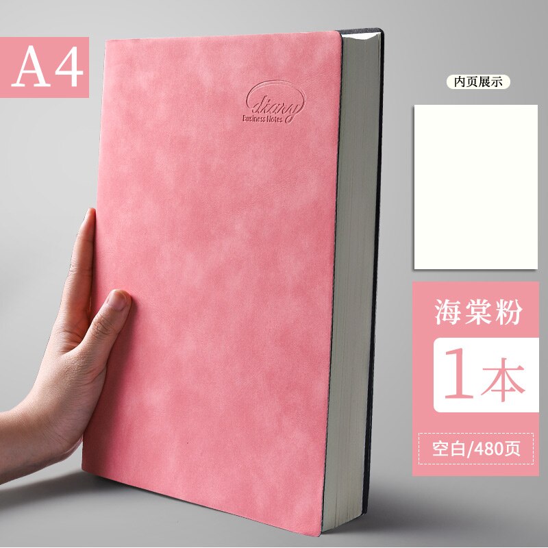 Notesbog  a4 fortykket stor virksomhed super tykt gitter blankt gitter dagbog cuaderno notesbøger og tidsskrifter libretas zeszyt caderno: Pink blank