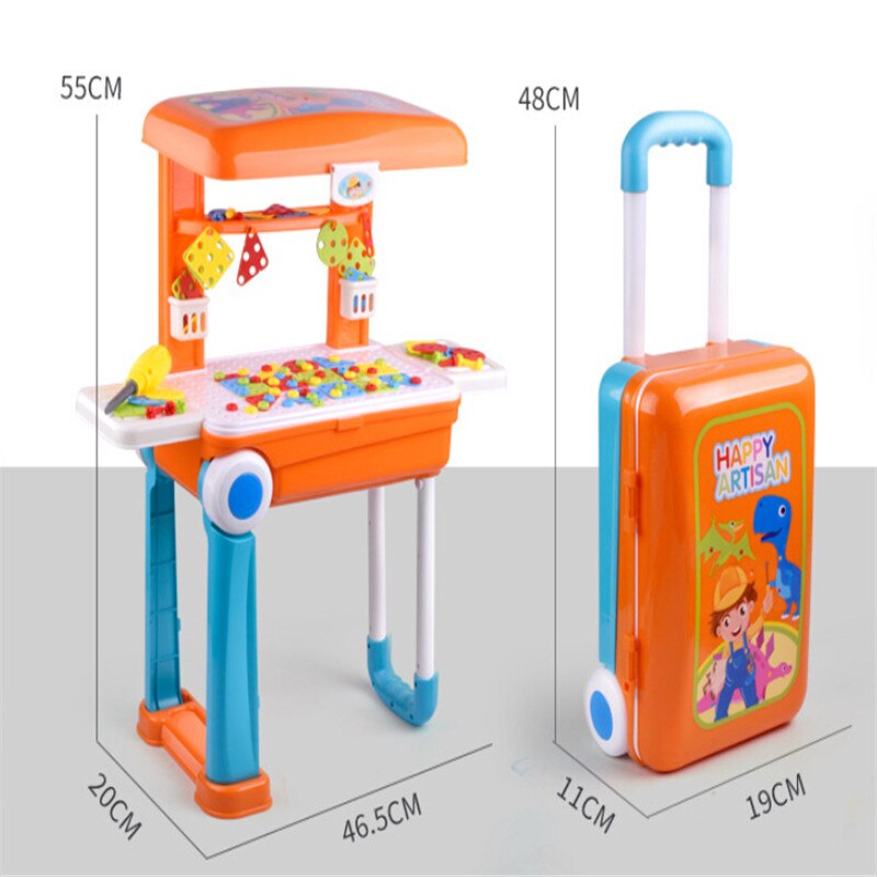 bambino del bambino Dei Bambini carrello Valigia fingere Cucina Giocattolo di Trucco Cassetta Degli Attrezzi Medico Scatola di Immagazzinaggio Gioco di Ruolo impostato di Valigie Giocattolo Regali Di Natale: Electrical Drill Toy