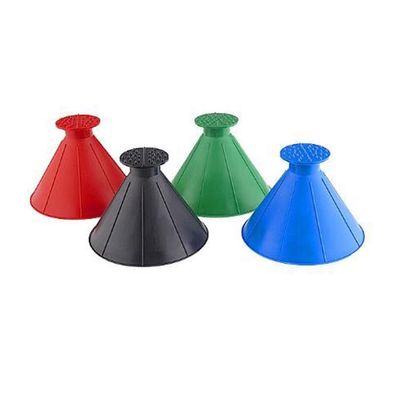 Rascador de hielo mágico para parabrisas de coche, removedor de nieve, embudo de aceite, pala, raspador de ventana, cono, desglaseado, 1/4 Uds.: 4PCS