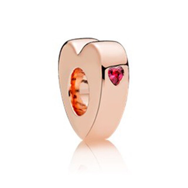 NUOVO 100% 925 Sterling Silver 1:1 Autentico Charm In Oro Rosa Margherite di Cuore-A Forma di Coniglio In Rilievo Clip di Sicurezza Della Catena di Sicurezza: Argento