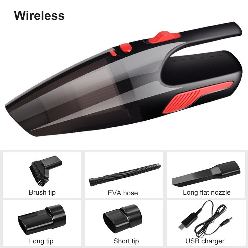 Auto Stofzuiger Draadloze Mini Draagbare Handheld Draadloze Plug 120W 4000Pa Sterke Zuigkracht Nat Droog Extension Voor Auto en Thuis: wireless black