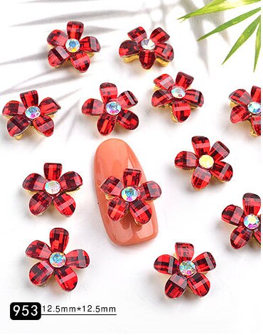 3D nail art Kleurrijke Bloem gems decoraties voor strass 3D DIY charms sieraden: 06