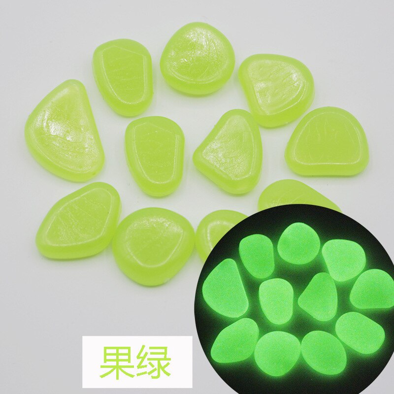 100 stuks/pak glow in the dark tuinkiezels, lichtgevende stenen voor aquariumpaden, tuinpaden, tuindecoratie, lichtgevende stenen: Fruitgroen