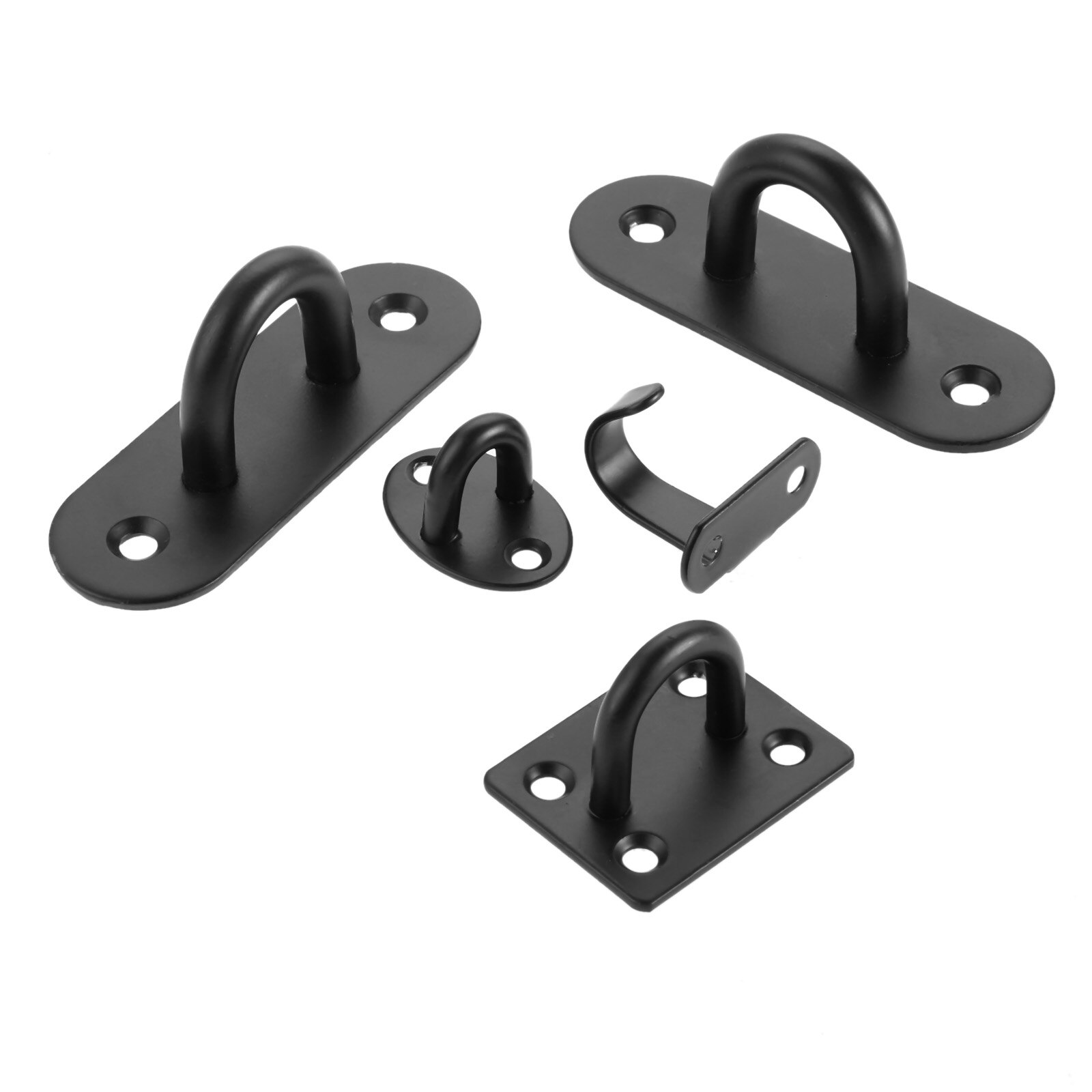10/5 pcs Ceiling Mount Hook Stianless Steel Wall Hanger U-shape Ring Top Base Haning Fan/Chandelier/Plant Decor Black w/screws