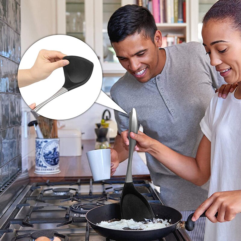 Silicone Turners Nonstick Wok Spatula with Stainless Steel handle Fried Shovel Frying Pan Spatula Kitchen cooking Utensils
