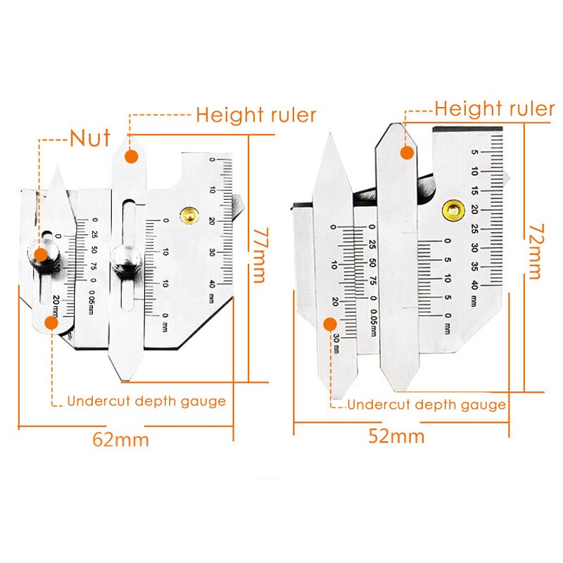 Welding Gauge Weld Inspection Gage Weld Bead/Fillet/ Test Ulnar Ruler Degree Measure tool PipeFeeler Gauge
