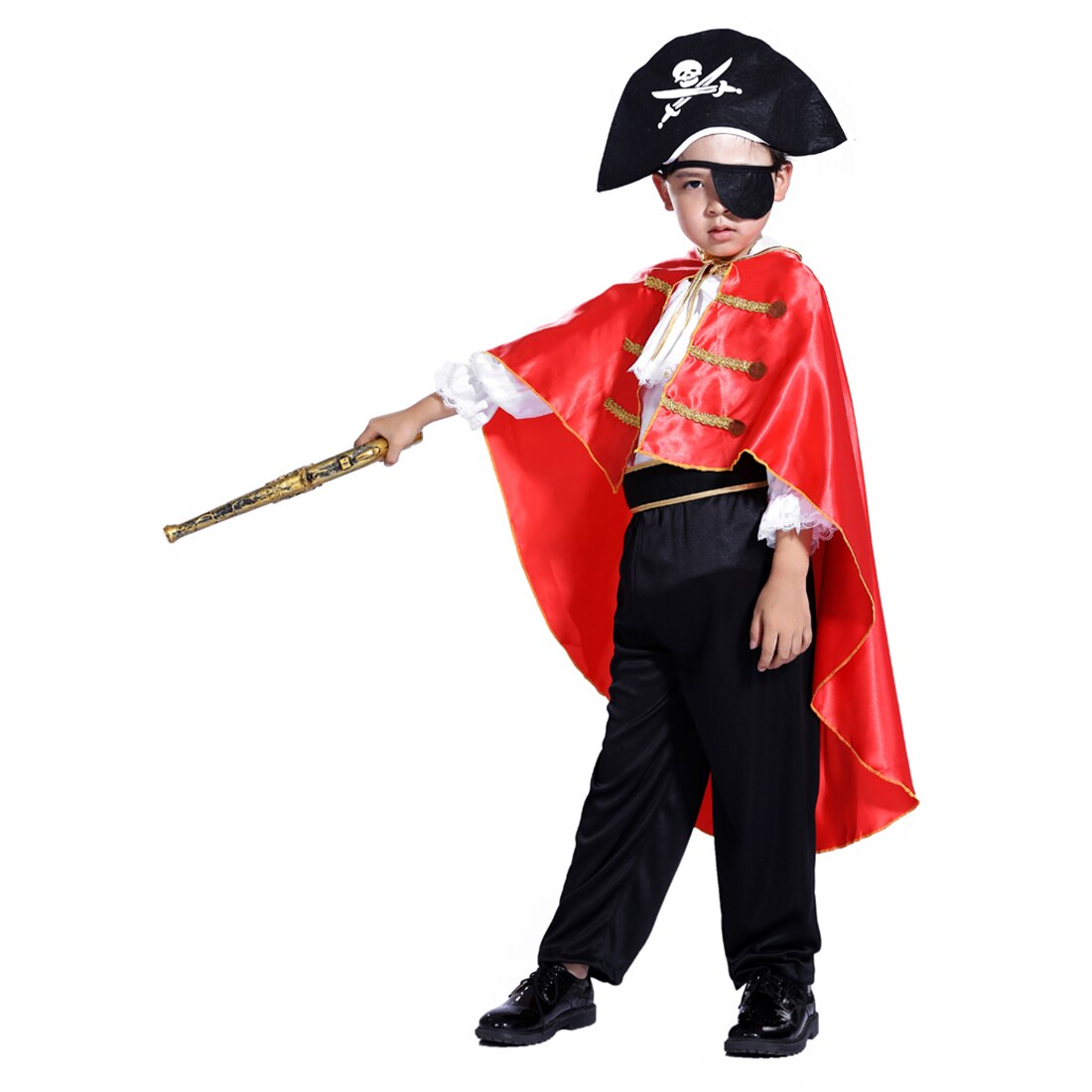 Kid's Party Halloween Pirate Cosplay Suit Captain Jack Costume Set for 4-6 Years Old - M L XL Size