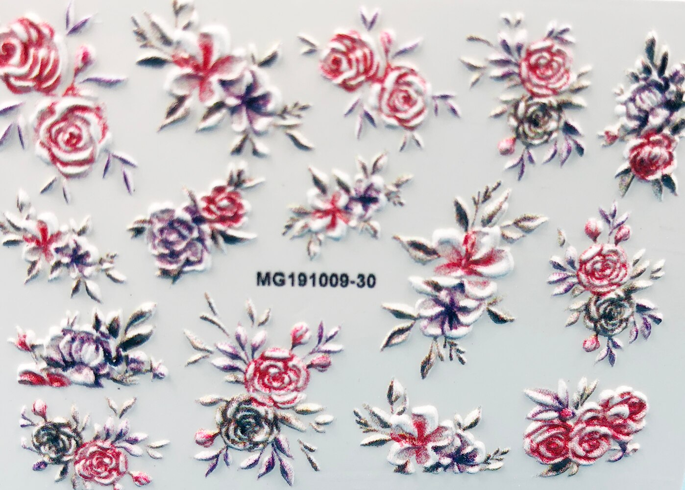 3D Acrylic Engraved Nail Sticker Winter colorful flowers birds love desgin Water Decals Empaistic Nail Water Slide Decals Z0260: 11