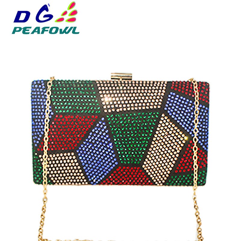 las nuevas mujeres noche bolsos irregular de Metal Patchwork brillante bolsa de hombro damas boda Cartera de lujo bolsos