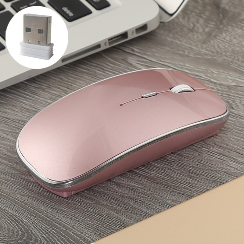 Wireless Mouse for PC Mute Mini Wireless Mouse for Macbook air/Pro USB Receiver Laptop Girls silent mouse draadloze muis: Rose Gold