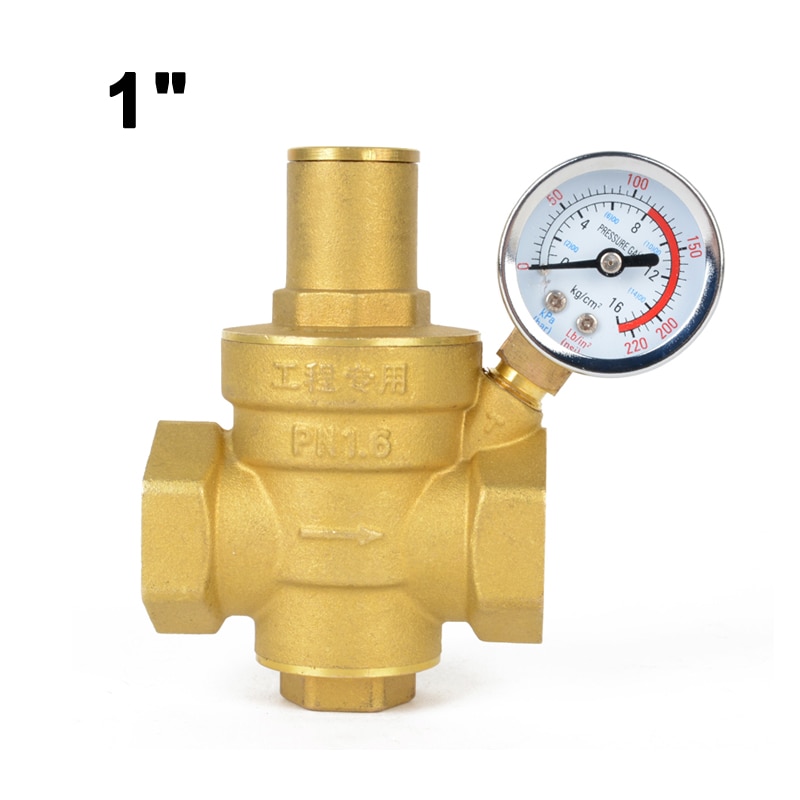 QWORK® DN20 messing waterdrukregelaar met drukregelaar manometer
