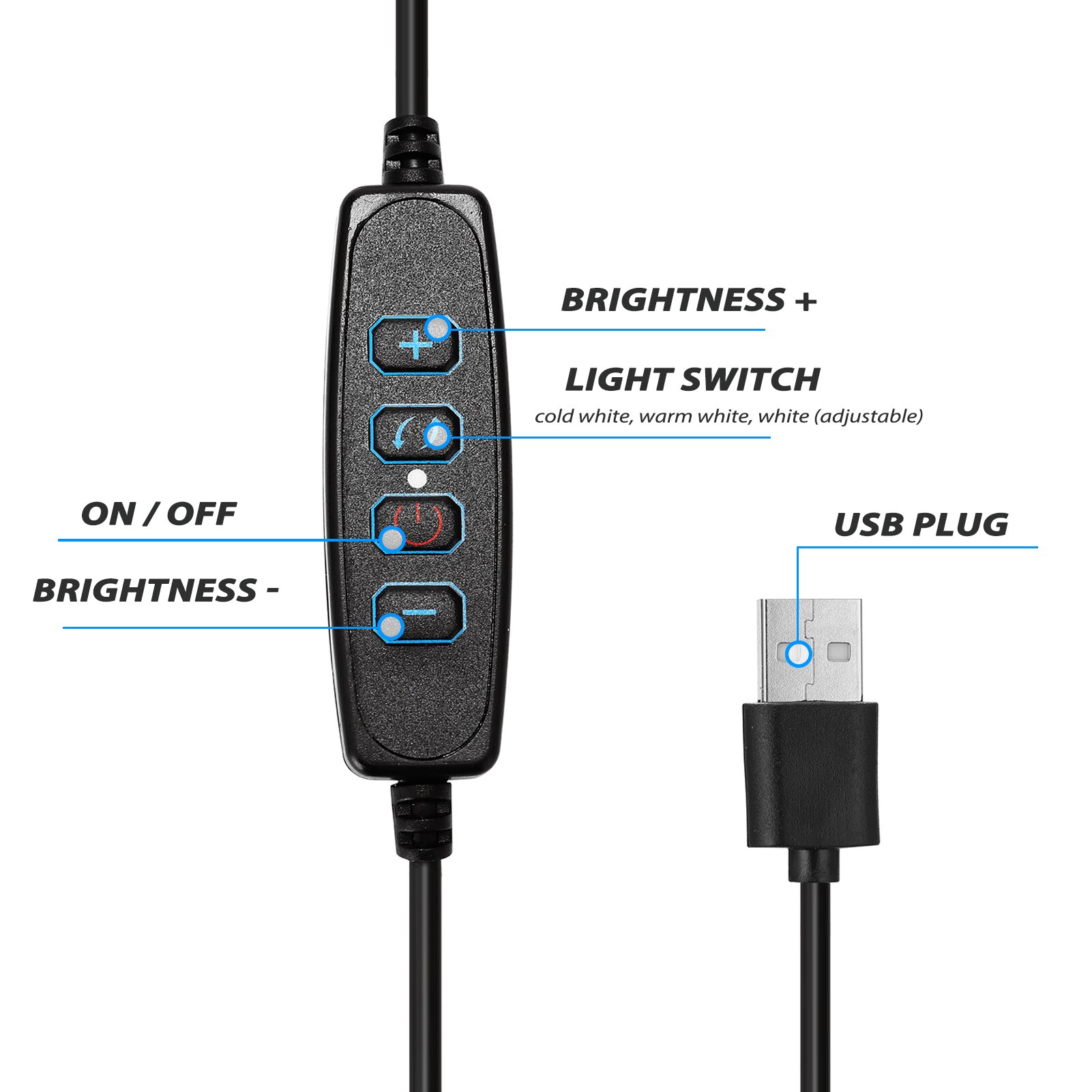 Photography Light LED Ring Light USB Dimmable Wide Dimming Range LED Round Fill in Light Tripod for Photo Selfie Photography