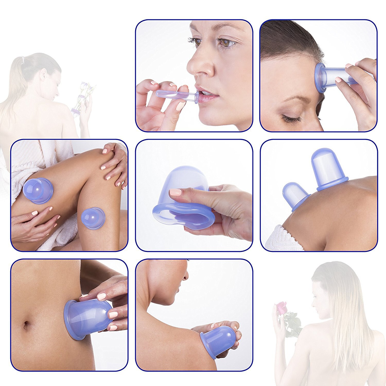 2 4Pcs Silicone Anti Cellulitis Cup Vacuüm Cupping Massage Zuignappen Pijnbestrijding Roller Handleiding Zuignappen Cupping Therapie