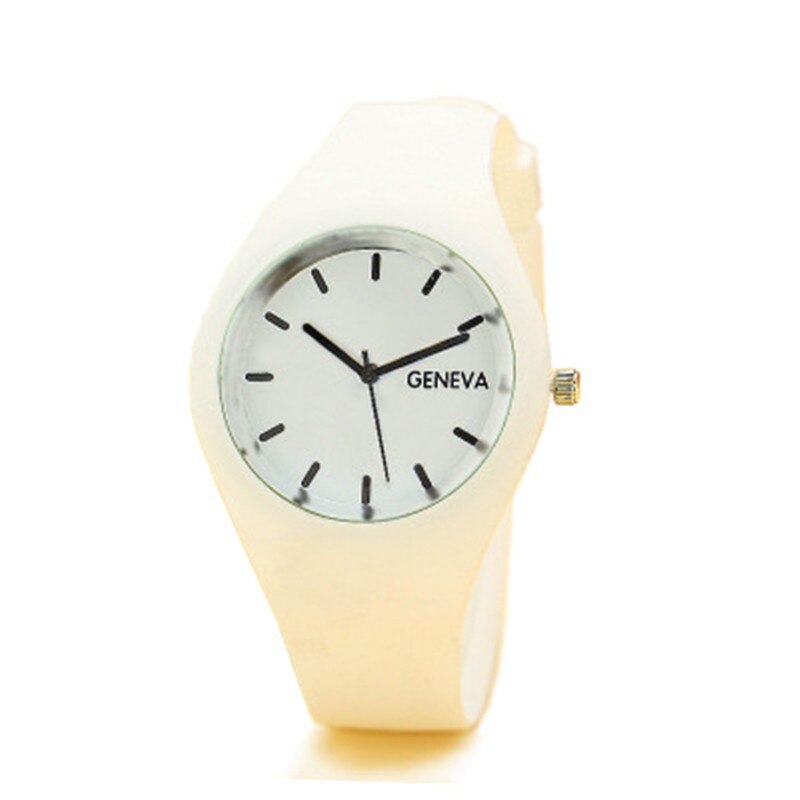 Relógio de pulso de quartzo de silicone do falso das senhoras da marca famosa da cor dos doces relógio de pulso feminino do vintage relógio de pulso relojes mu: white