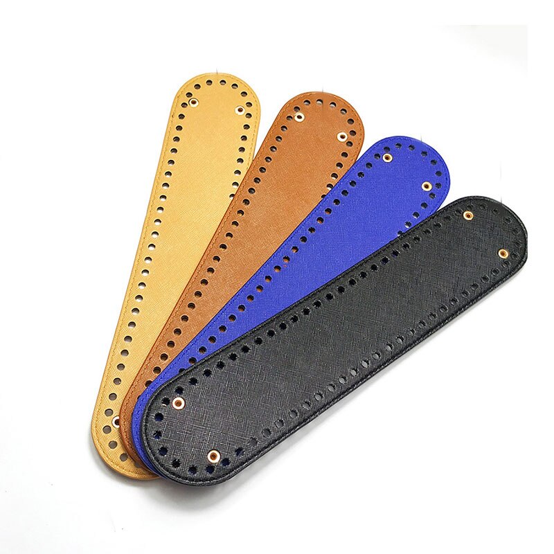 32*7cm/18*5cm PU Leather Oval Bag Bottom with Holes Women Handbag Handmade DIY Bag Accessories Solid Color Portable Bag Bottom