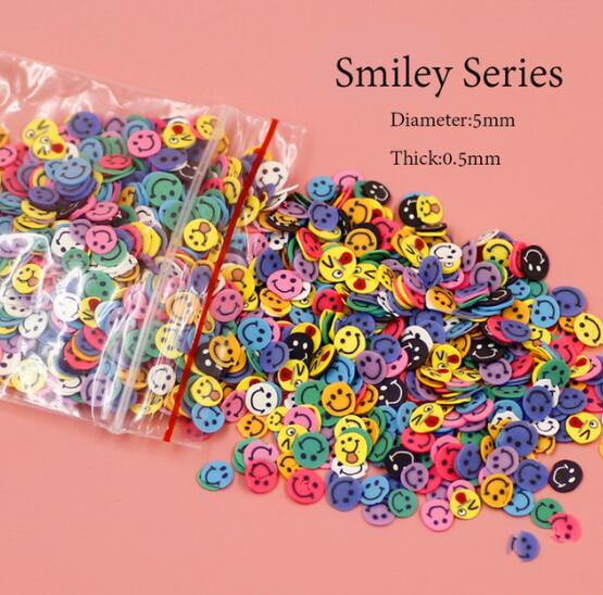 12 gr/beutel Über 1000 stücke Füllstoff Zubehör Für Harz Schmuck Nagel 5mm Durchmesser 0,5mm Dicke 14 Serie: Smiley series