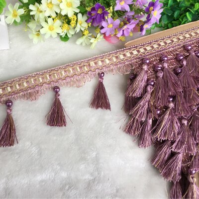 12 piha / tontti verho pitsi koriste tupsu hapsu diy helmet pallo sohva pöytäliina pitsitarvikkeet roikkuu side ompelu: 15 vaalean violettia