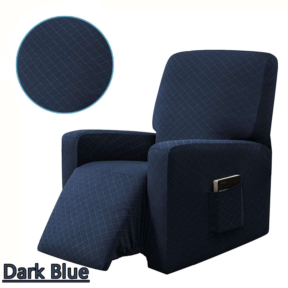 Vandtæt hvilestol stretch sofaovertræk alt inklusive skridsikker elastisk sofasofaovertræk til wingback stol sofa: Mørkeblå