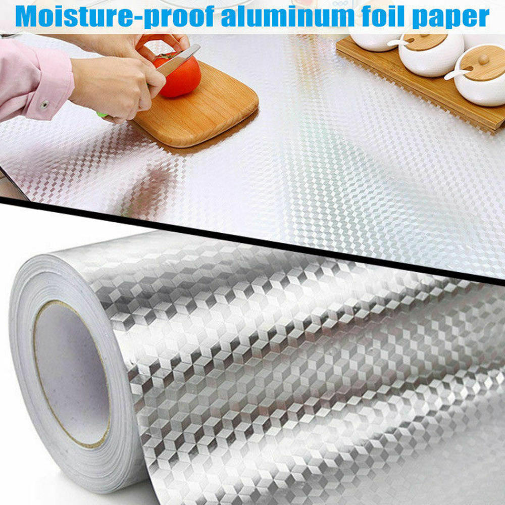 60*300cm selvklæbende vandtætte olietæt aluminiumsfolie køkkenvægklistermærker 60 cm * 300 cm køkkenvægklistermærker
