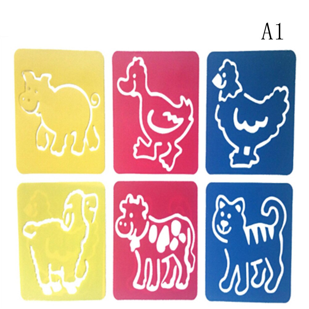 Bambini che imparano lo strumento di arte 6Pcs bambini Multi righelli di plastica a forma di pittura modello di disegno Stencil bambini giocattolo di disegno colorato: 1