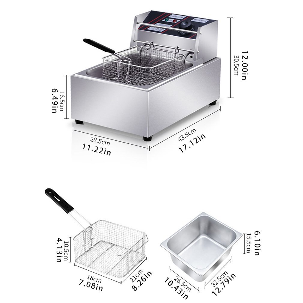 Freidora de Gas gruesa eléctrica para el hogar, horno para freír patatas fritas a Gas