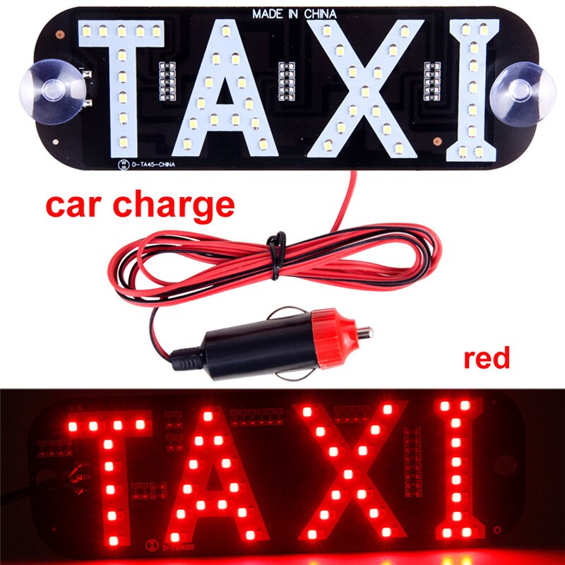 Werbung Licht für Taxi Tafel Zeichen 12V LED Auto Ladegerät Windschutzscheibe Taxi Anzeige Signal Licht Windschutzscheibe Lampe Taxi oben licht: Ladegerät rot