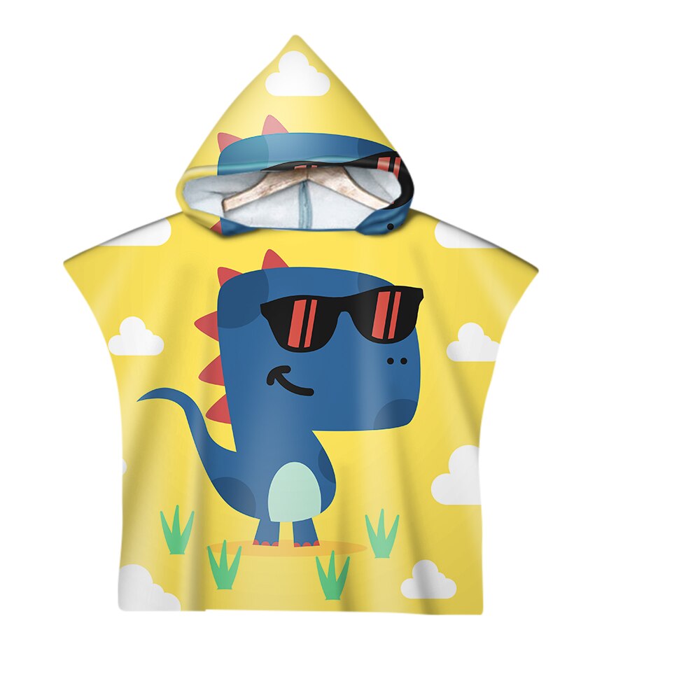 Leuke Dinosaurus Cartoon Kinderen Zwemmen Bad Hooded Mantel Strandlaken: 5
