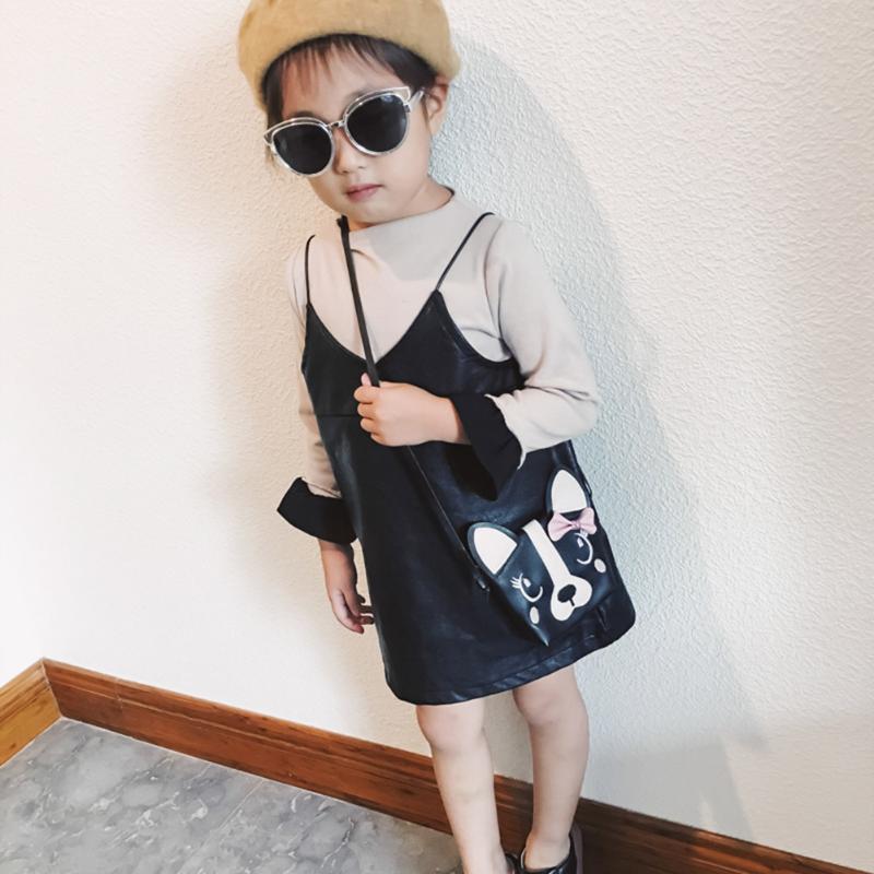 FGGS Women Bag Cute Dog Children Handbag Girl Shoulder Bag Baby PU Leather Crossbody Purse Should Bag Kids Messenger B