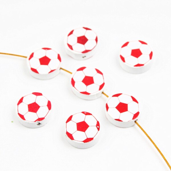 Cute Football Pattern 20Pcs Lead-Free Wood Beads For Jewelry Making Accessories Bracelets DIY Craft For Child 20mm: Color 1