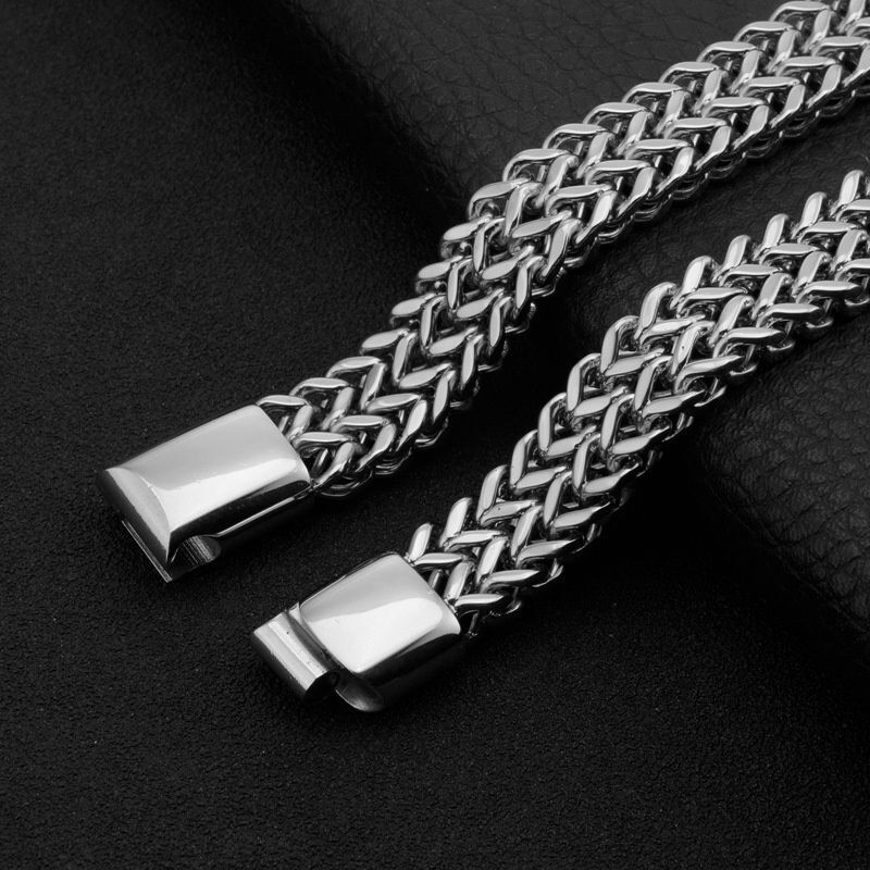 Pulseira cubana de fileira dupla de aço inoxidável com fecho magnético de metal para homens moda casual esportes motociclista joias presente